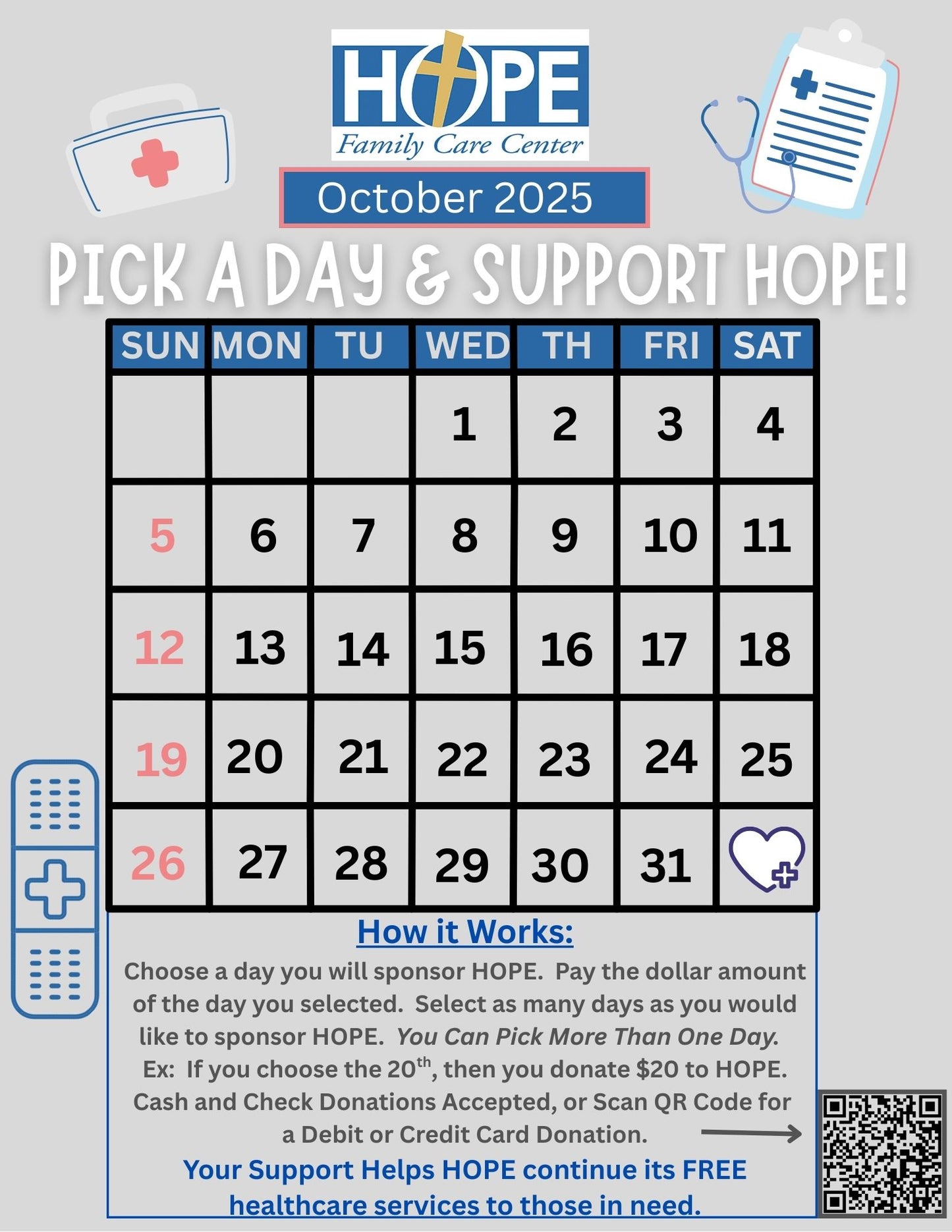 Pick A Day in October & Sponsor HOPE